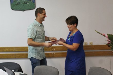 Podziękowanie dla Grażyny Szalbot za wieloletnią pracę w biurze Rady Miasta Wisła